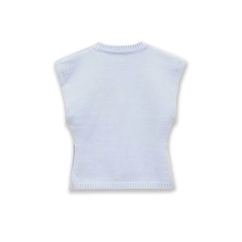 Women's Casual Knit Vest Slim Fit Round Neck Sleeveless Solid Color Ribbed Knit Top Polyester Lightweight Light Blue Tank Top