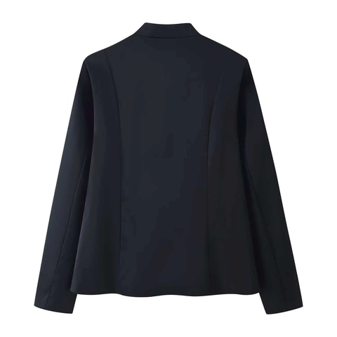 Veste Noire Femme Nouveau Style Chinois Rétro Col Montant Bouton Brandebourg Coupe Cintrée Manteau Élégant Manches Longues