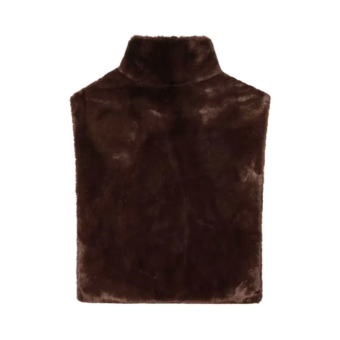 Damen Kunstpelz Einsatzkragen Hochkragen Braun Herbst Winter Warm Plüsch Halswärmer Abnehmbarer Falscher Kragen Bekleidungszubehör