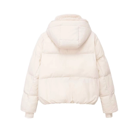 Giacca Imbottita con Cappuccio Donna Larga Corta Cappotto Ovatta Con Fodera in Finta Lana Agnello Inverno Caldo Trapuntato