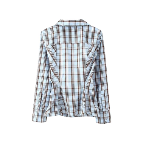 Women Plaid Long Sleeve Blouse Wrap V Neck Checked Shirt Elegant Commute Office Top Casual Splicing Regular Fit Clothing