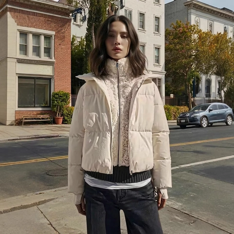 Giacca Imbottita con Cappuccio Donna Larga Corta Cappotto Ovatta Con Fodera in Finta Lana Agnello Inverno Caldo Trapuntato