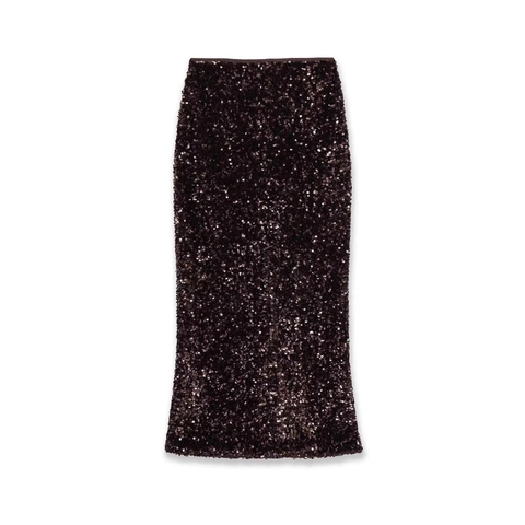 Damen Elegant Pailletten Midirock Hohe Taille Gerader Rock Für Party Pendeln Polyester Glitzer Rock Mode Abendmode