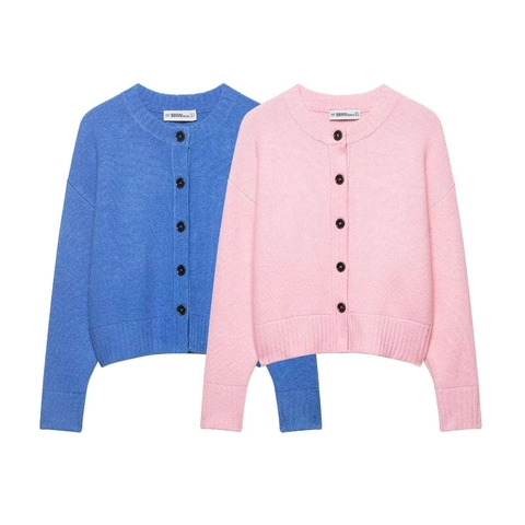 Cardigan en Tricot Décontracté pour Femmes à Col Rond Et Manches Longues Avec Boutons Veste en Tricot Douce Couleur Unie