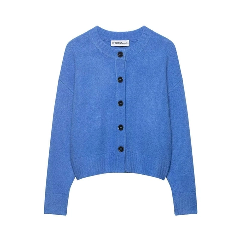 Cardigan en Tricot Décontracté pour Femmes à Col Rond Et Manches Longues Avec Boutons Veste en Tricot Douce Couleur Unie