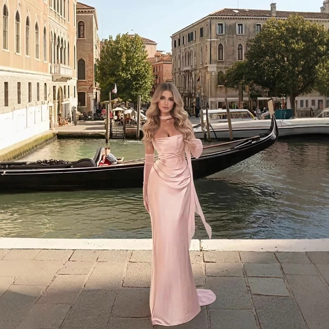 Vrouwen Elegant Satijn Geplooid Maxi Jurk Met Sjaal Set Mouwloos Korset Vetering Rug Bodycon Avondfeest Jurk