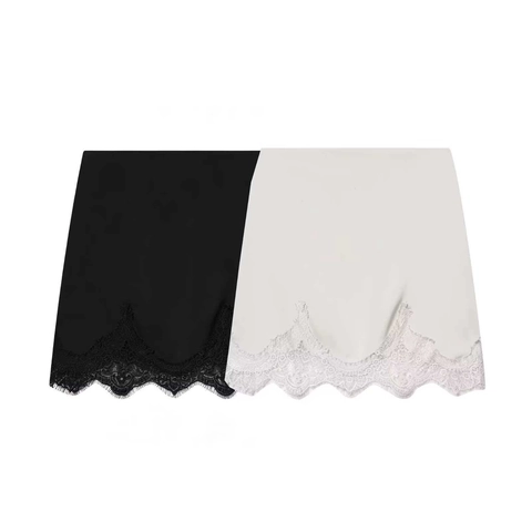 Gonna Mini Elegante in Raso da Donna Con Patchwork in Pizzo Cerniera Invisibile Vita Alta Gonna Corta per Festa Ufficio