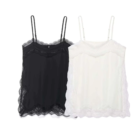 Sexy Satin Camisole Mit V-Ausschnitt Für Damen Verstellbare Spaghettiträger Und Wimpernspitze Elegantes Ärmelloses Sommertop