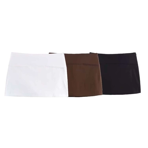 Minigonna a Vita Alta da Donna Tinta Unita in Stile Commuter a Trapezio in Poliestere con Zip Invisibile per l'Estate