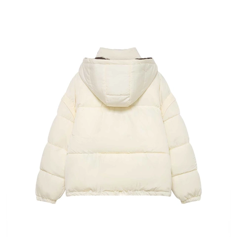 Women Loose Hooded Puffer Jacket Contrast Lining Long Sleeve Quilted Padded Coat Solid Warm Outwear Winter Fashion Jacket