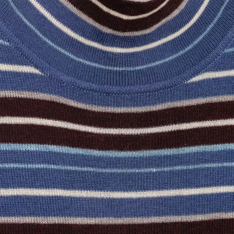 Damen Vintage Gestreifter Strickpullover Stehkragen Slim Fit Langarm Mehrfarbig Colorblock Pullover Herbst Mode Strickwaren
