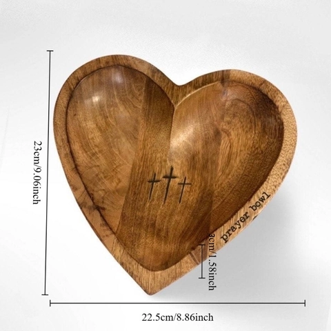 Ciotola Per Preghiera In Legno A Forma Di Cuore Con Incisione A Croce Piatto Decorativo In Legno Naturale Con Carte Da Preghiera Regalo