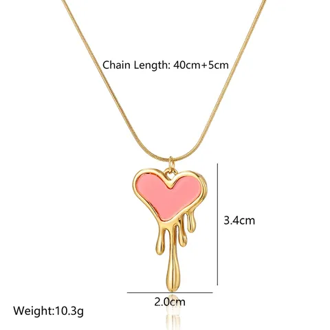 Elegant Stainless Steel Artificial Pearl Heart Pendant Necklace 18K Gold Plated Enamel Water Drop Rhinestone Snake Chain Women Jewelry