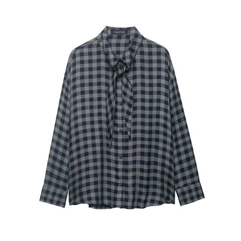 Damen Langarm Kariertes Hemd Mit Schluppenkragen Casual Lose Knopfleiste Karierte Bluse Büro Tops Kleidung