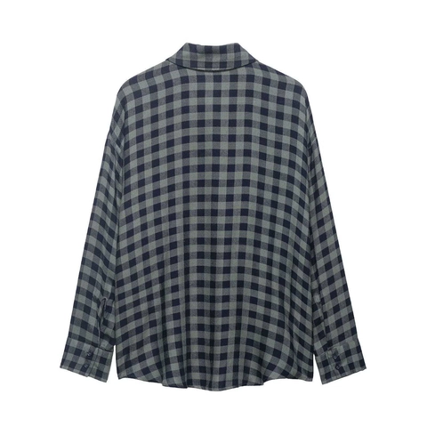 Damen Langarm Kariertes Hemd Mit Schluppenkragen Casual Lose Knopfleiste Karierte Bluse Büro Tops Kleidung