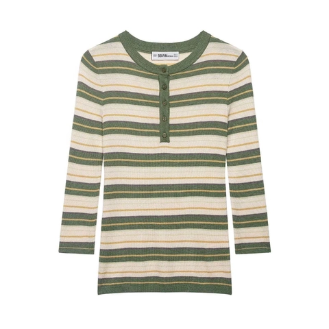 Γυναικείο Βίντατζ Ριγέ Πλεκτό Henley Shirt Μακρύ Μανίκι Στενή Εφαρμογή Πουλόβερ Τοπ Για Άνοιξη Φθινόπωρο