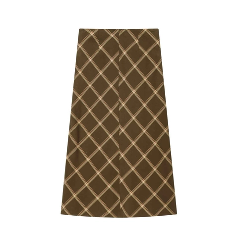 Jupe Midi à Carreaux pour Femmes Ourlet Irrégulier Taille Haute Jupe Plissée Asymétrique Élégante Jupe en Polyester