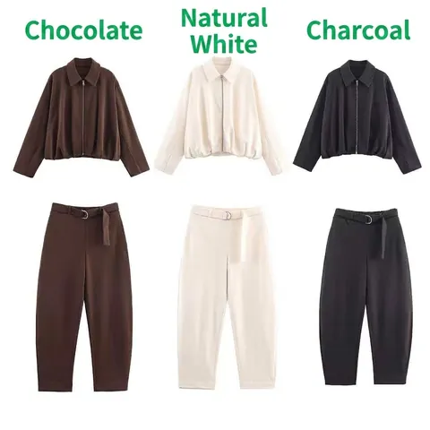 Pantaloni Casual da Donna a Vita Alta Tapered Con Cintura Tinta Unita Poliestere Moda Pendolarismo Lunghezza Caviglia
