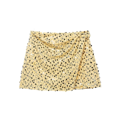 Dames Mode Pailletten Minifalda Hoge Taille Asymmetrisch Wikkel Glitter Party Nacht Clubwear Polyester Korte Rok