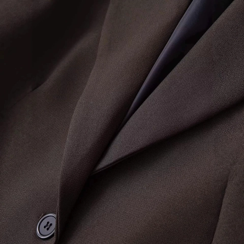 Blazer Professionnel à Boutonnage Simple pour Femmes Couleur Unie Col à Revers Veste de Costume en Polyester pour Bureau