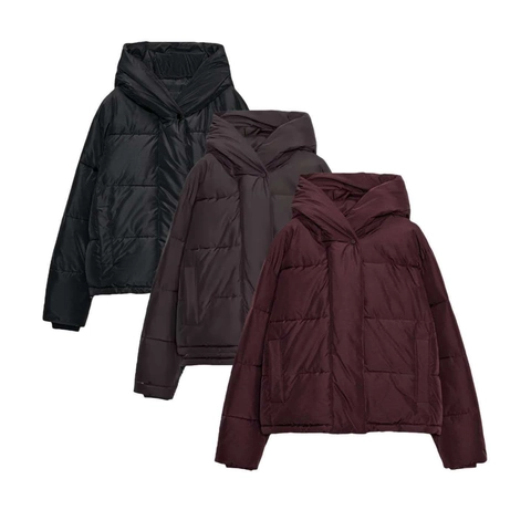Chaqueta Acolchada Informal con Capucha para Mujer Invierno Ajuste Holgado Manga Larga Abrigo Cálido Cortavientos Parka