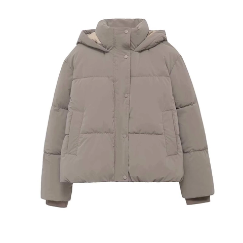 Chaqueta Acolchada con Capucha Holgada para Mujer Abrigo Acolchado Cálido de Invierno con Bolsillos Color Sólido
