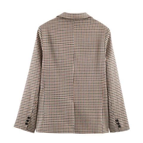 Giacca Blazer da Donna Vintage a Quadri Rever Classico Monopetto Giacca da Abito Manica Lunga Slim Ufficio Pendolare Casual Cappotto