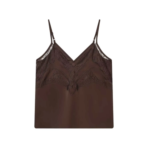Damen Sexy Satin Spitze Unterhemd V-Ausschnitt Spaghetti-Träger Stickerei Top Elegant Einfarbig Ärmellos Sommer Unterziehhemd
