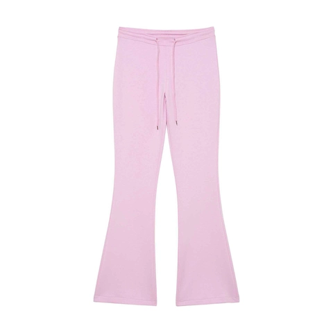 Pantaloni a Campana a Vita Alta da Donna Casual Coulisse Regolabile Tinta Unita Poliestere Pantaloni Lunghi Eleganti Snellenti