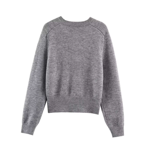 Damen Rundhals Einreihig Gestrickte Strickjacke Langarm Locker Einfarbig Casual Pullover Top Vielseitig Pendler Kleidung