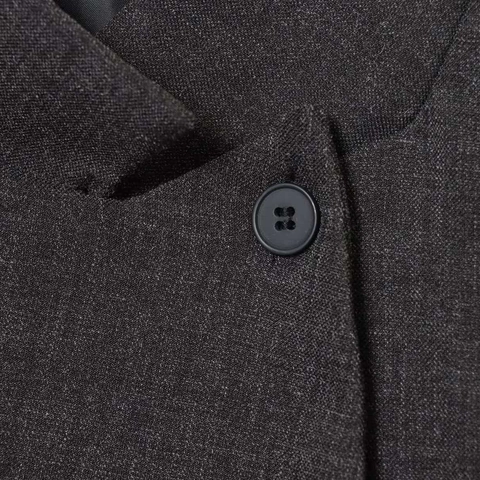 Damen Minimalistisch Polyester Asymmetrischer Ein-Knopf Stehkragen Blazer Jacke Büro Lady Commuter Mittellang Lose Anzug Außenbekleidung