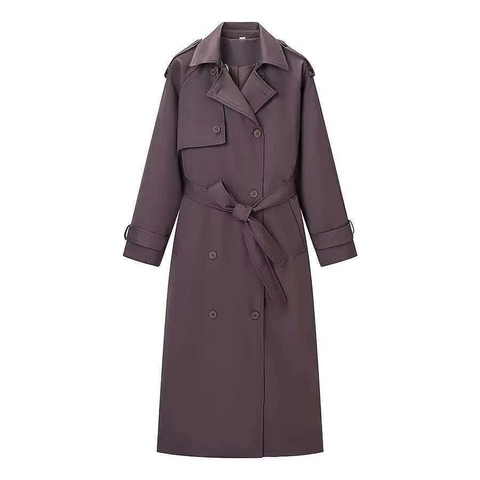 Dames Elegante Double Breasted Lange Trenchcoat Met Tailleriem Revers Lange Mouw Losse Pasvorm Urban Dagelijkse Bovenkleding Windjack