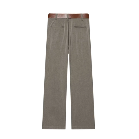 Women's High Waist Wide Leg Trousers With Belt Elegant Pleated Solid Color Commuter Pants Straight Leg Business Casual Trousers