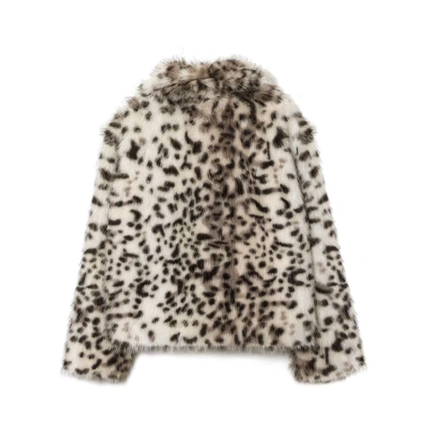 Damen Leopardenmuster Kunstpelz Jacke Luxus Elegant Kurz Wintermantel Warm Umlegekragen Oberbekleidung Für Pendeln Mode