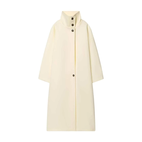 Cappotto Lungo di Lana Elegante da Donna Inverno Collo Alto Monopetto Soprabito Caldo Semplice Casual Pendolare Giacca Tinta Unita
