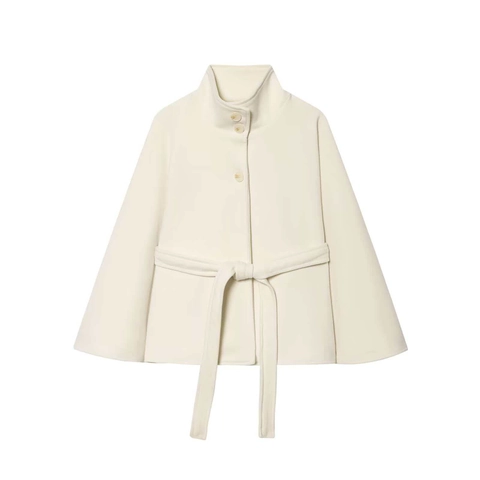 Cappotto a Mantella in Lana Elegante da Donna con Collo Alto Maniche a Pipistrello Cintura Capispalla Moda Tinta Unita Giacca Pendolare
