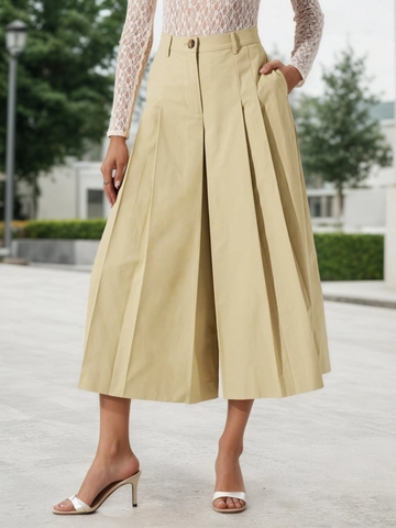 Pantaloni a Gamba Larga a Vita Alta da Donna Eleganti Gonna Pantalone in Rayon Cachi Pantaloni Alla Moda per Ufficio