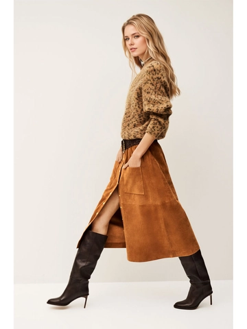 Gonna Midi da Donna in Velluto a Coste a Vita Alta Monopetto a Trapezio Vintage Con Tasche a Toppa per Autunno Inverno