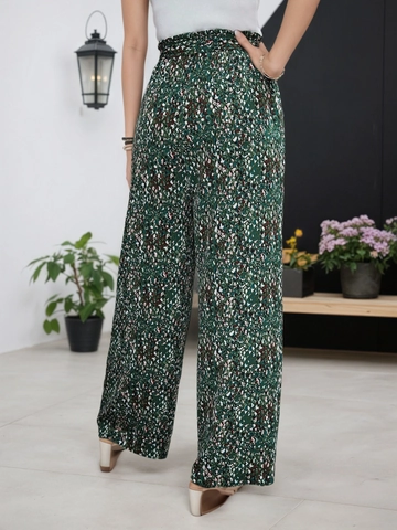 Γυναικεία Vintage Floral Ψηλόμεση Παντελόνα Καλοκαιρινή Casual Χαλαρή με Φιόγκο Μακρύ Παντελόνι Κομψό για Διακοπές
