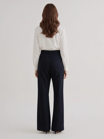 Pantaloni Eleganti a Vita Alta Gamba Dritta da Donna Design Vita Irregolare Pantaloni da Completo Tinta Unita da Ufficio