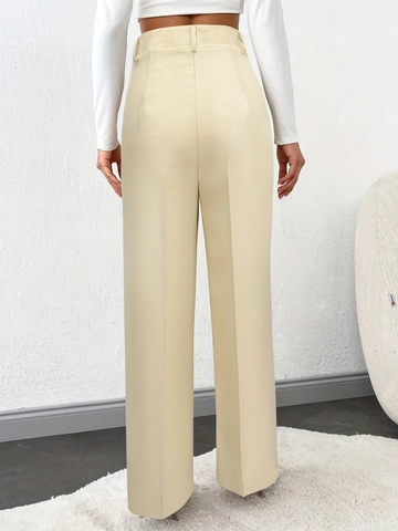 Pantaloni Donna Vita Alta Gamba Larga Tinta Unita Plissettati Casual Ufficio Eleganti Snellenti Drappeggiati Tessuti