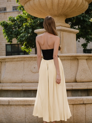 Women Elegant Halter Neck Color Block Maxi Dress Backless Patchwork Slim Fit Sleeveless Evening Party A-Line Long Dress