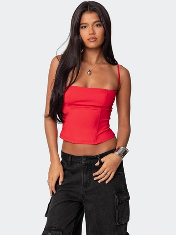 Women Sexy Satin Corset Top Fashion Hot Girl Fishbone Cropped Tank Top With Back Zipper Solid Color Bodycon Camisole Summer