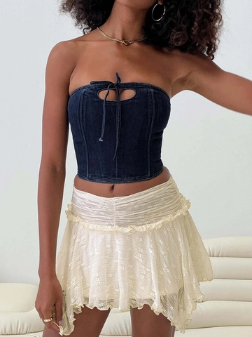 Gonna Mini Irregolare in Pizzo Sexy da Donna Gonna a Balze a Strati Y2K Vita Bassa Streetwear Outfit da Festa Gonna per Donna