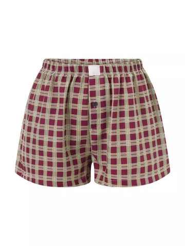 Damen Retro Gingham Hohe Taille Shorts Elastische Taille Lässig Loungewear Kariert Weites Bein Schlafanzughose Bequeme Kurze Hose