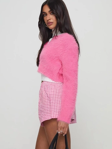 Damen Sommer Gingham Karomuster Shorts Hohe Taille Elastisch Lose Vintage Lässig Atmungsaktiv Schlafshorts