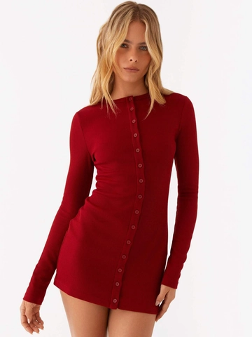 Women Slim Fit Ribbed Knit Mini Dress Long Sleeve Button Down Sexy Bodycon Basic Solid Color Autumn Fashion Casual Dress