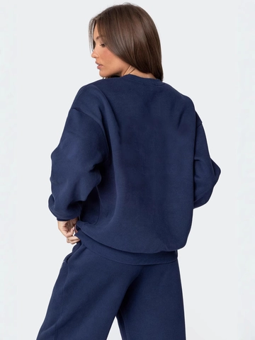 Women's Casual Oversized Thickened Hoodie Set Cotton Blend Top And Bottom With Bow Ribbon Graphic Print Western Style Loungewear