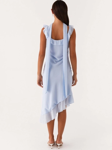 Sexy Chiffon Sling Maxi Kleid Für Damen Slim Fit Rüschen Asymmetrischer Saum Französischer Stil Langes Partykleid Mit Halstuch