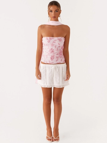 Women Sequin Floral Embroidery Bandeau Top And Bottom With Scarf Sexy Backless Hollow Out Lace Skirt Vacation Outfit
